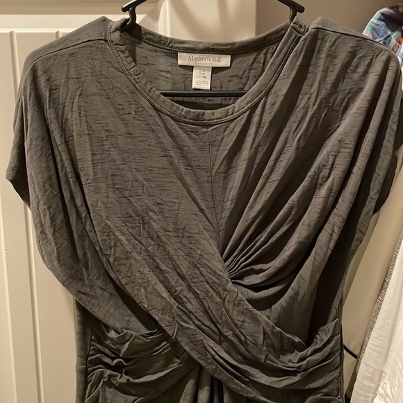 Motherhood maternity space green black print cross front stretch small - Picture 2 of 4